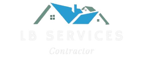 The LB Service logo of a home with the name LB services inside, and the word contractor under the home